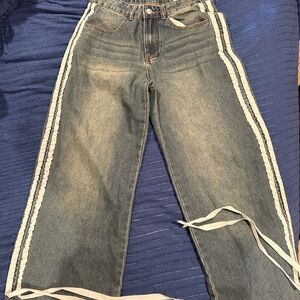 Stylish Blue Jeans with White Accents